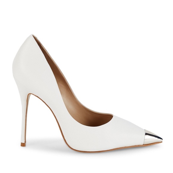 SAKS FIFTH AVENUE Women's Cap-Toe Leather Stiletto Pumps - Picture 1 of 8